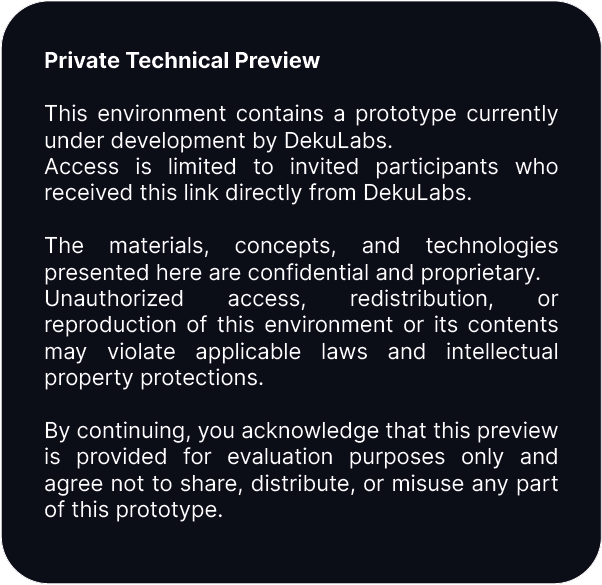 Private Technical Preview notice